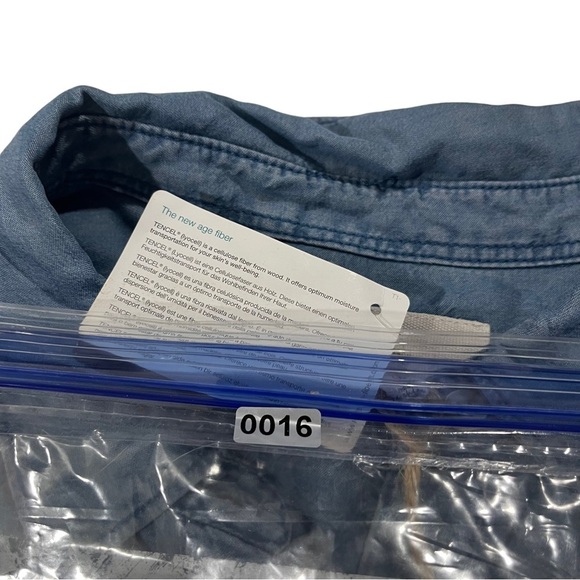 Thread & Supply Women Light Blue Wash Chambray at Knee Dress Sz L Button-Up NWT - Picture 14 of 16